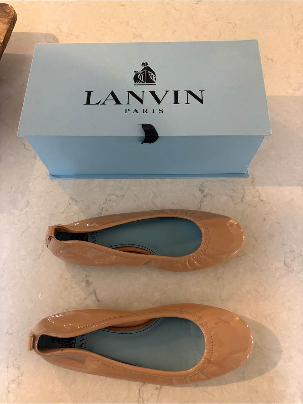 Lanvin Nude Patent Leather Ballet Flats